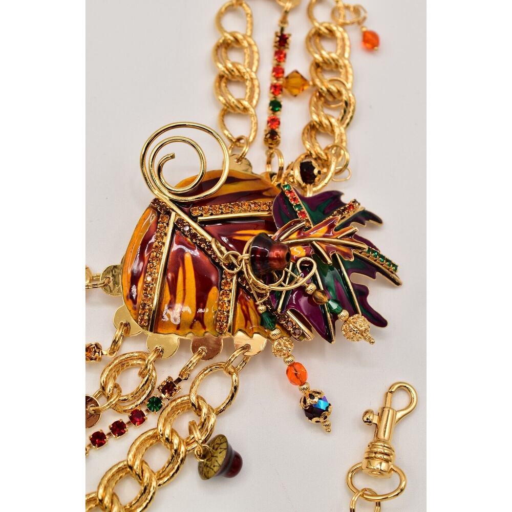 Lunch At The Ritz Autumn Fall Belt Chain Rhinestone Crystal Maple Leaf RARE - Picture 6 of 16